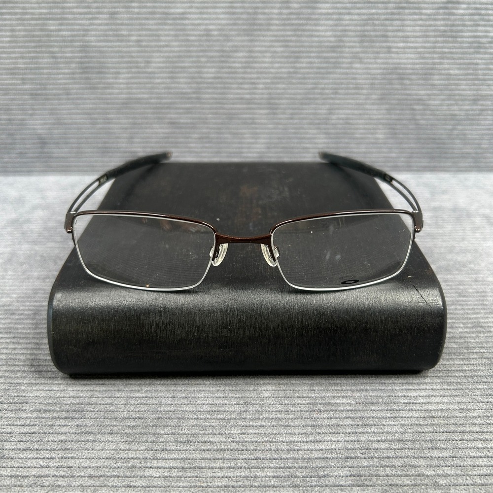 Oakley Frag OX5045-0351 Polished Brown Rectangular Semi Rimless Y2k Eyeglasses